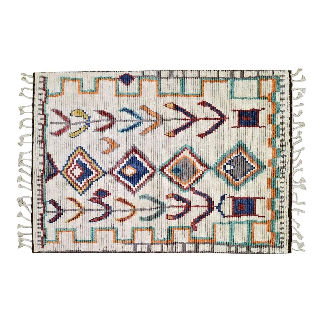 Hand-Knotted Wool Area Rug with Modern Moroccan Design 4'x6': Hand-Knotted Wool Area Rug with Modern Moroccan Design 4'x6' This Moroccan modern hand-knotted wool rug is crafted using traditional techniques and offers a blend of timeless craftsmanship with contem