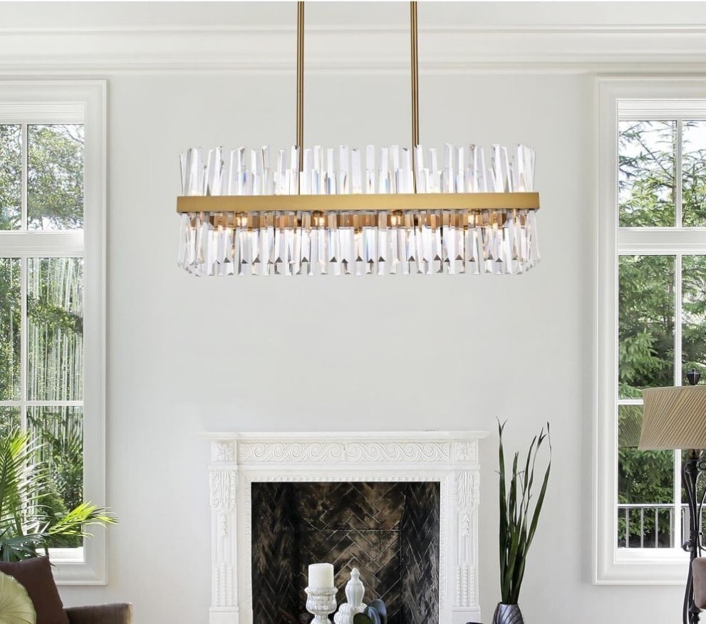 Serephina 20 Light Satin Gold Crystal Chandelier 36 Inch: Serephina 20 Light Satin Gold Crystal Chandelier 36 Inch This modern chandelier features a high-quality satin gold finish and is adorned with royal cut clear crystals. Designed for versatile use in di