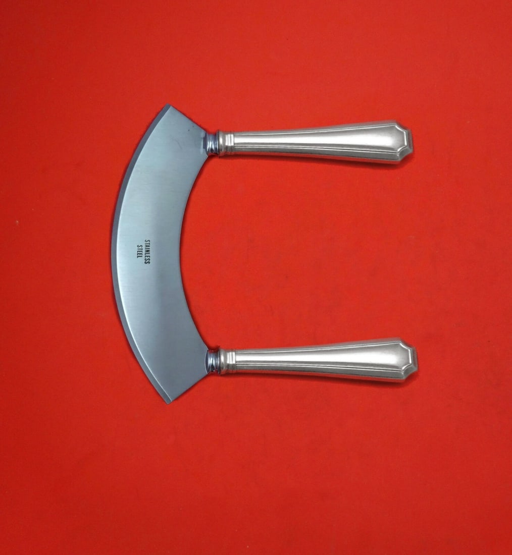 Durgin-Gorham Fairfax Sterling Silver Mezzaluna Knife Custom 6 1/4": Durgin-Gorham Fairfax Sterling Silver Mezzaluna Knife Custom 6 1/4" Introducing the Fairfax Mezzaluna Knife by Durgin-Gorham, a beautifully crafted culinary tool made from sterling silver. This custom