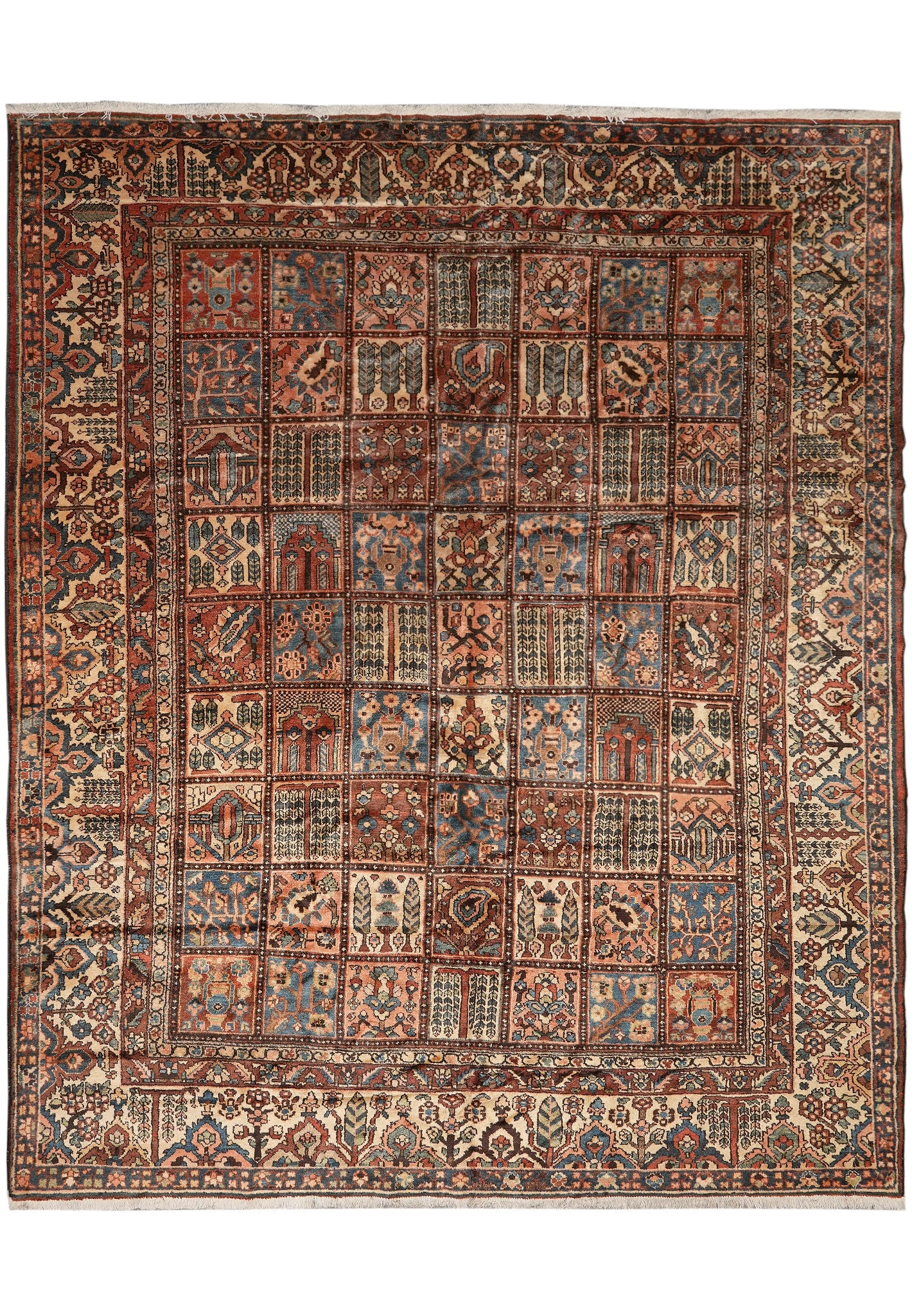 Authentic Old Persian Bakhtiar Tribal Garden Rug 11.3 x 13.7 (1 of 13)