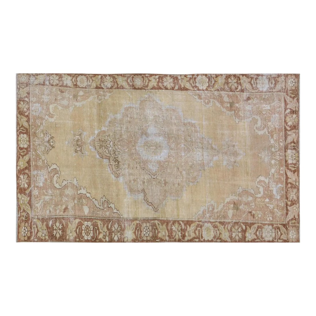 Anatolian Wool Area Rug Hand Knotted 4'6" x 7'10" Turkish Vintage: Anatolian Wool Area Rug Hand Knotted 4'6" x 7'10" Turkish Vintage This vintage Turkish Anatolian rug is hand-knotted from wool using traditional rug-making techniques. It features a tan color and comb