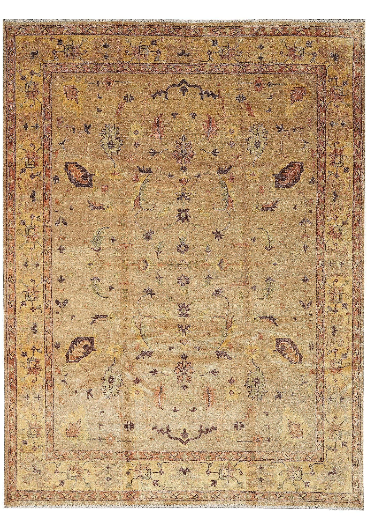9 x 12 Beige Gold Chobi Peshawar Hand Knotted Wool Rug: 9 x 12 Beige Gold Chobi Peshawar Hand Knotted Wool Rug Free continental US Shipping This 9 x 12 Beige Gold Chobi Peshawar Rug features a classic Chobi design with intricate floral patterns in a warm b