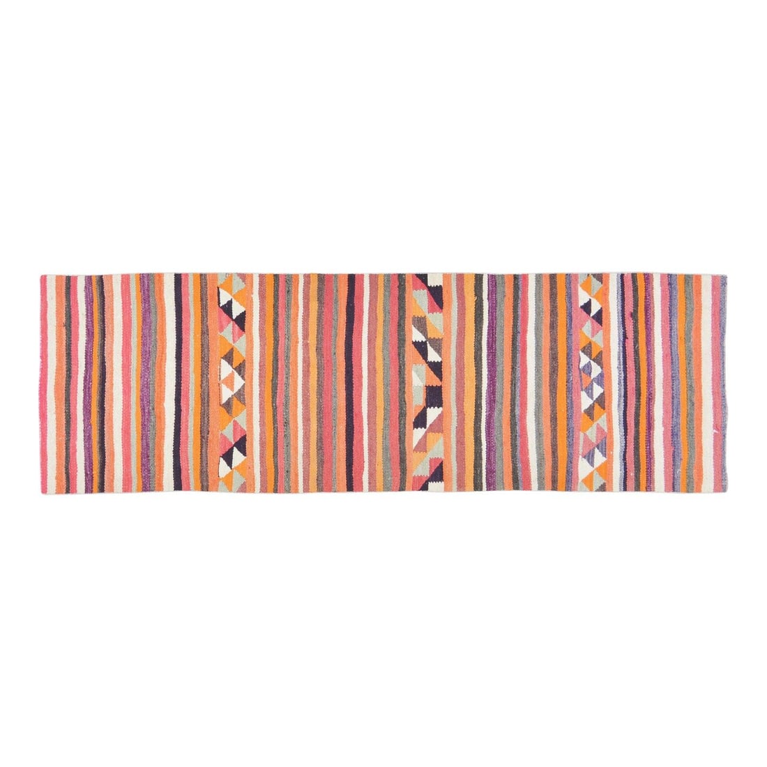 Turkish Kudrish Wool Runner Rug Hand Knotted 2'10 x 9': Turkish Kudrish Wool Runner Rug Hand Knotted 2'10 x 9' This vintage Turkish tribal Kudrish rug is hand-knotted from wool using traditional techniques, showcasing timeless craftsmanship complemented by