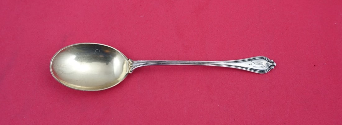 Towle Old Newbury Sterling Silver Ice Cream Spoon 5.5": Towle Old Newbury Sterling Silver Ice Cream Spoon 5.5" Indulge in a touch of elegance with this Old Newbury by Towle Sterling Silver Ice Cream Spoon. This exquisite spoon features a beautiful gold was