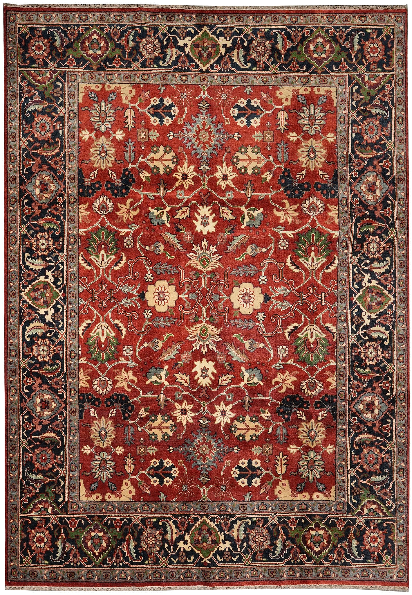10 x 14 Handmade Wool Rug Rust Black Traditional Design: 10 x 14 Handmade Wool Rug Rust Black Traditional Design Free continental US Shipping This 10 x 14 handmade rug features a rich rust and black color palette with an intricate traditional design. Hand-k