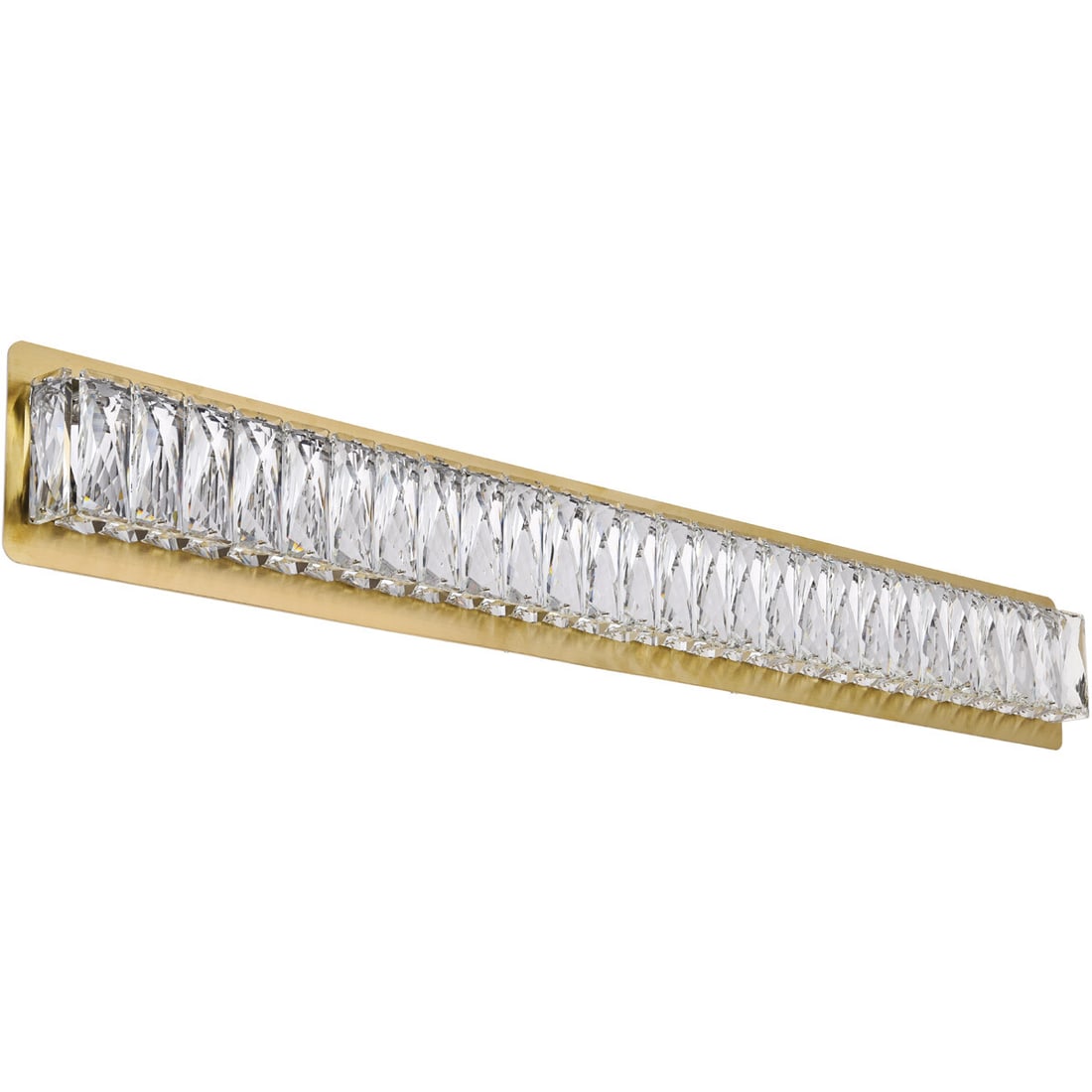 Monroe Gold LED Crystal Wall Sconce 35.4 in: Monroe Gold LED Crystal Wall Sconce 35.4 in This modern crystal wall sconce features a sleek gold finish and high-quality Royal Cut clear crystals, offering a sophisticated lighting solution for indoo