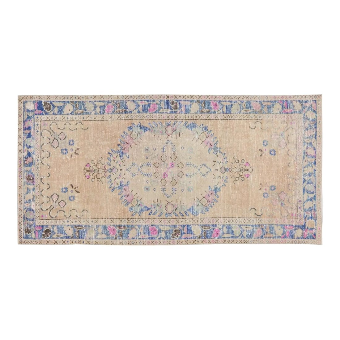 Anatolian Wool Area Rug Hand Knotted Turkish 3'5 x 7'1 Vintage: Anatolian Wool Area Rug Hand Knotted Turkish 3'5 x 7'1 Vintage This vintage Turkish Anatolian rug is hand-knotted from wool using traditional techniques. The rug combines classic craftsmanship with a 