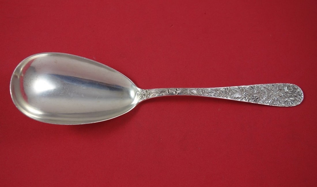 Hennegan & Bates Sterling Silver Ovoid Berry Spoon 9 1/4" Monogrammed (1 of 1)