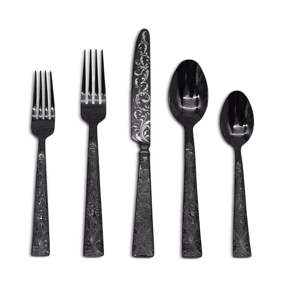 Ricci Parisian Garden Black 60pc Stainless Steel Flatware Set for 12 (1 of 2)