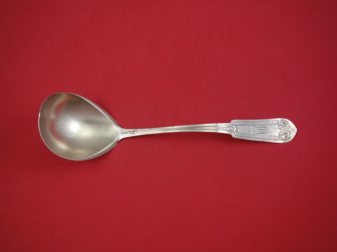 Whiting Sterling Silver Fancy Tip Oyster Ladle 11.5" Stippled Bowl: Whiting Sterling Silver Fancy Tip Oyster Ladle 11.5" Stippled Bowl This exquisite oyster ladle from Whiting showcases the elegant Fancy Tip pattern, crafted from high-quality sterling silver. Measurin