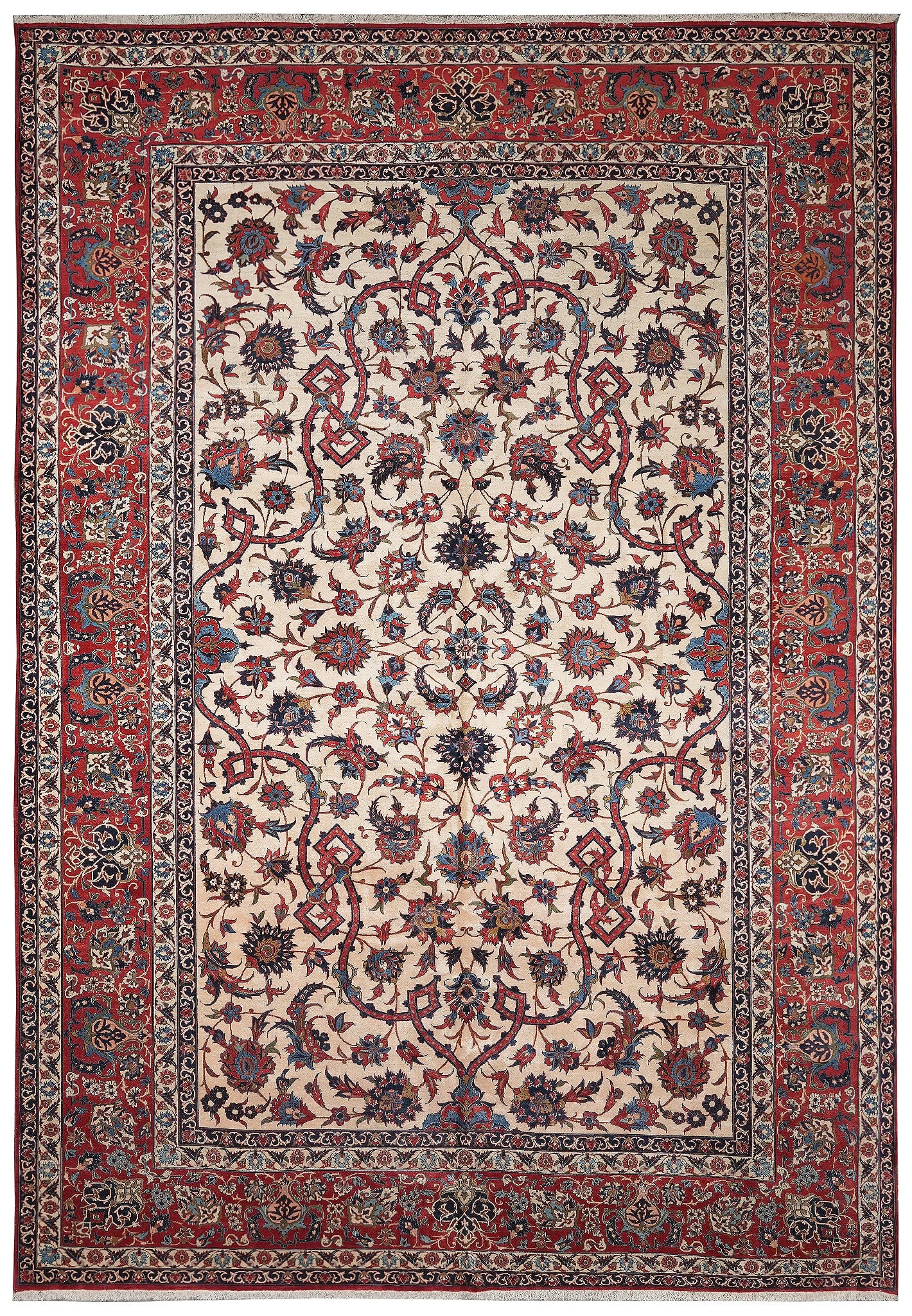12 x 17.7 Persian Esfahan Hand-Knotted Wool Area Rug Iran (1 of 14)