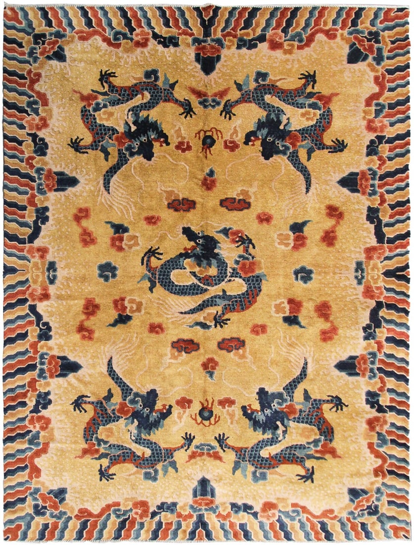 Antique Chinese Silk Dragon Area Rug 6x9 193cm x 274cm (1 of 14)