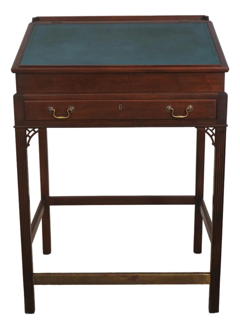 Kittinger mahogany Chippendale style architect desk with leather top (1 of 10)