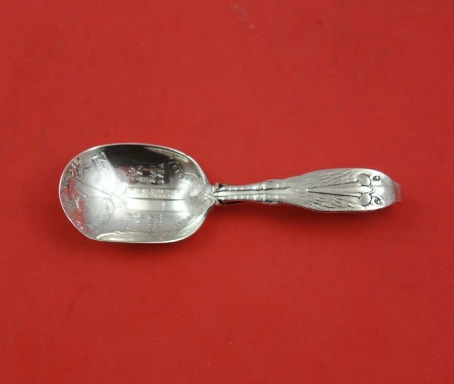Sterling Silver Baby Spoon Nursery Rhyme Stork Design 4 Inch (1 of 4)