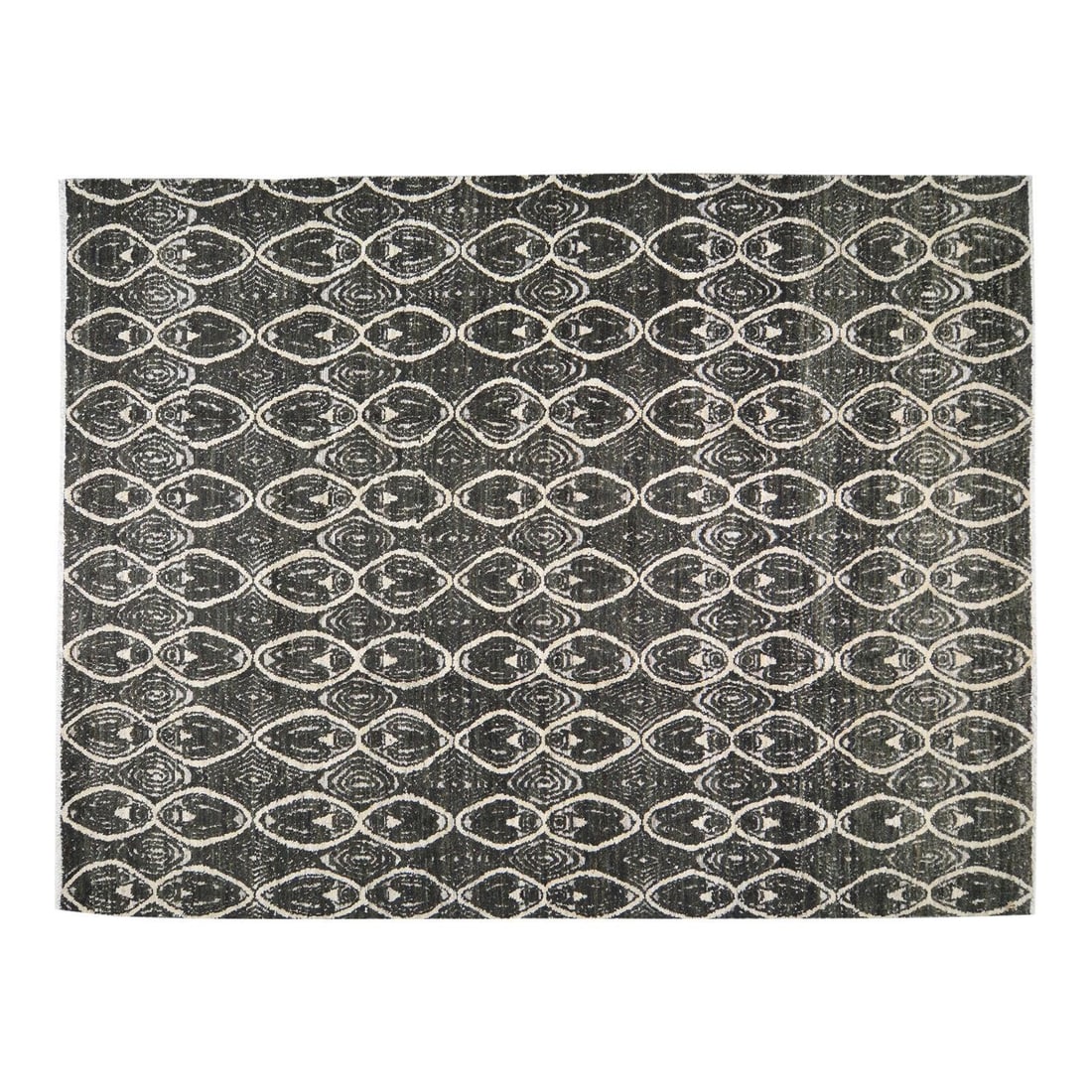 9x12 Wool Area Rug Hand Knotted Sheba Design Black: 9x12 Wool Area Rug Hand Knotted Sheba Design Black This Moroccan Sheba wool rug is hand-knotted using traditional techniques, combining timeless craftsmanship with a modern design sensibility. The rug