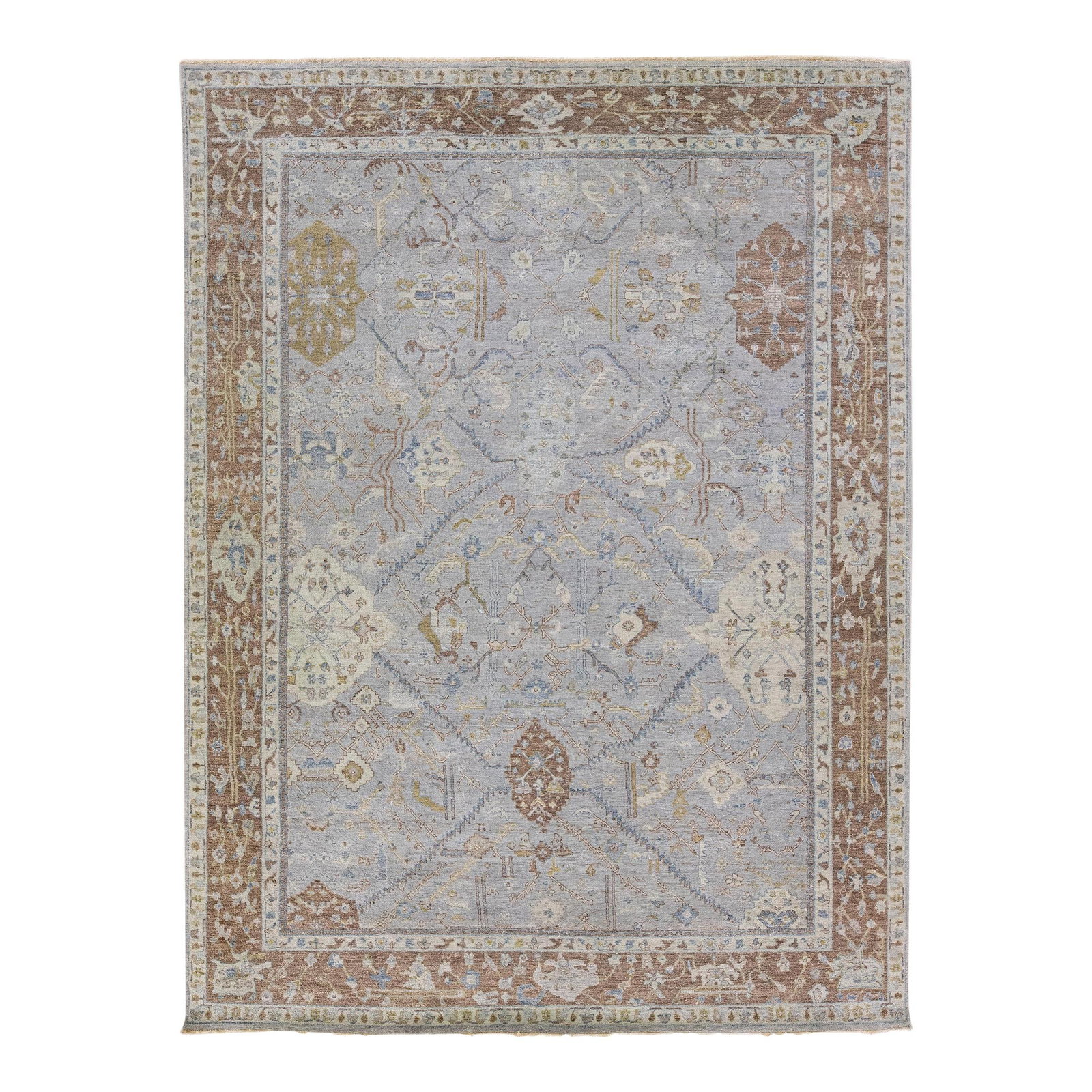 Artisan Collection Handmade Floral Gray Wool Rug 9'2 x 12'3: Artisan Collection Handmade Floral Gray Wool Rug 9'2 x 12'3 Elevate your space with this exquisite handmade floral gray wool rug from the Artisan Collection. This rug showcases a stunning all-over flo
