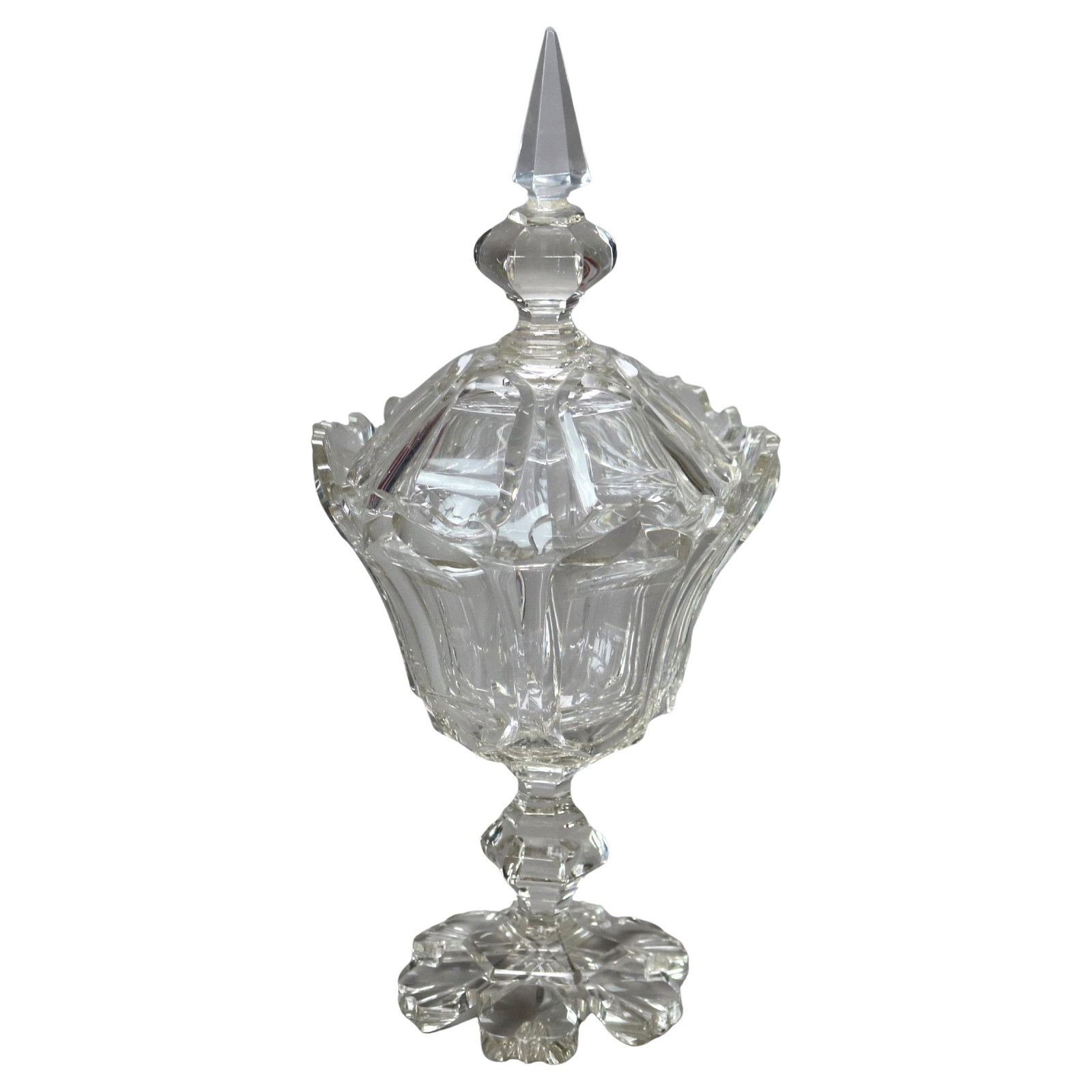 Mid-19th Century Emhart Cut Glass Lidded Pedestal Compote Circa 1840 (1 of 9)
