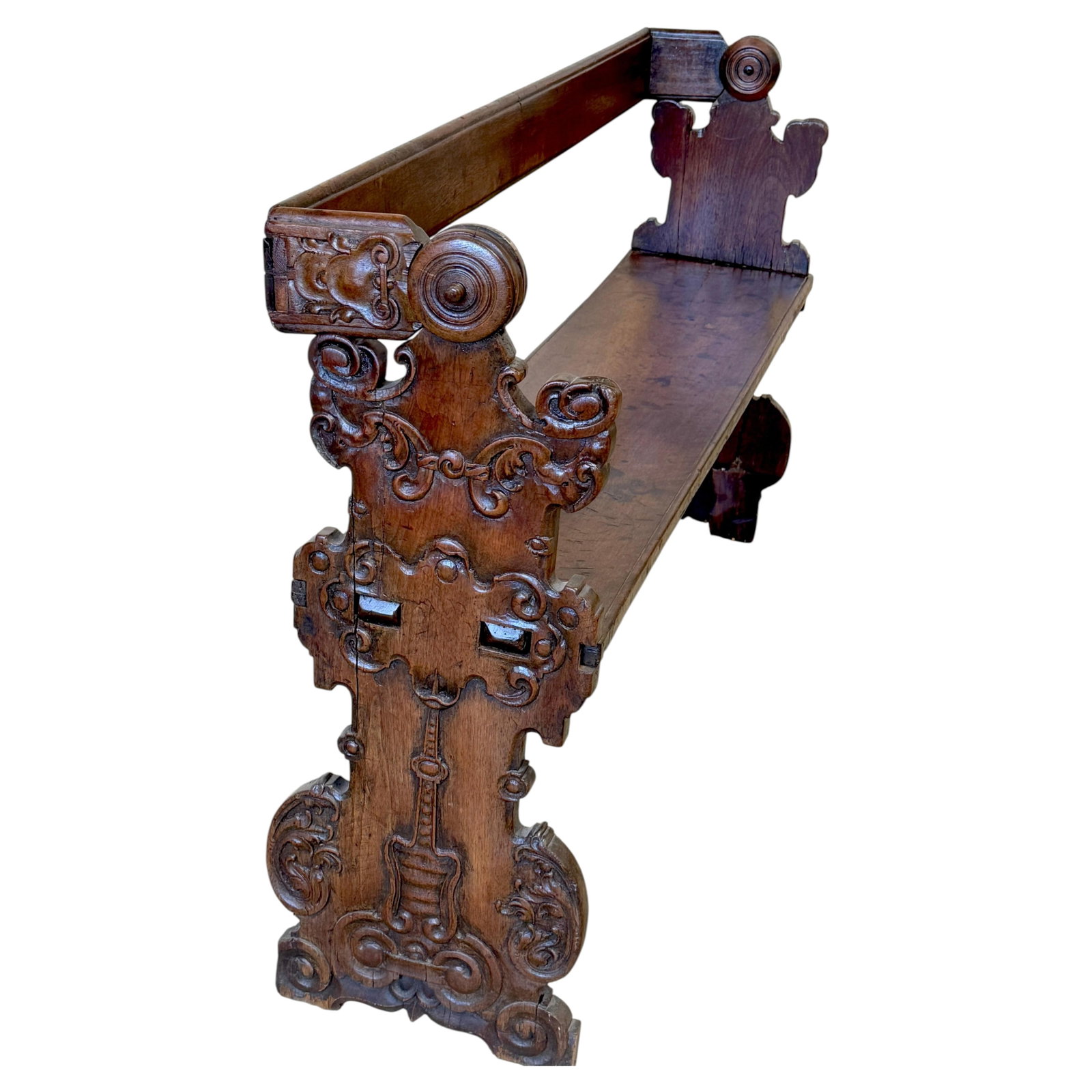 Late 17th Century Italian Walnut Revolving Hall Bench (1 of 15)