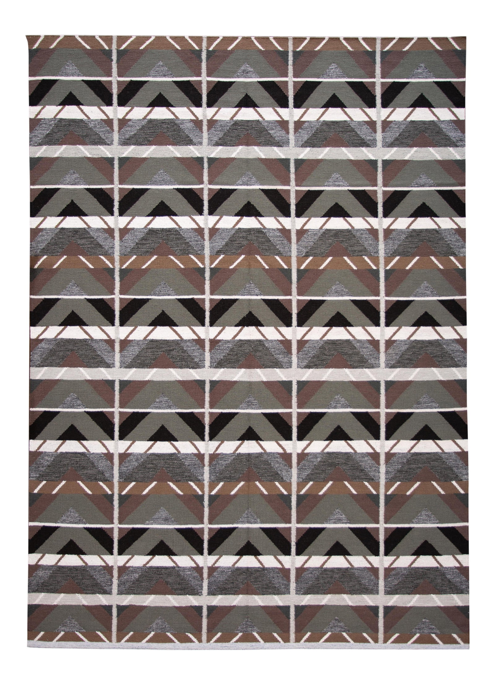 Modern Swedish Style Wool Rug Gray Geometric Design 10'3 x 14'1: Modern Swedish Style Wool Rug Gray Geometric Design 10'3 x 14'1 Enhance your space with this stunning 21st Century Contemporary Swedish Style Rug, featuring a modern design that incorporates a gray fi