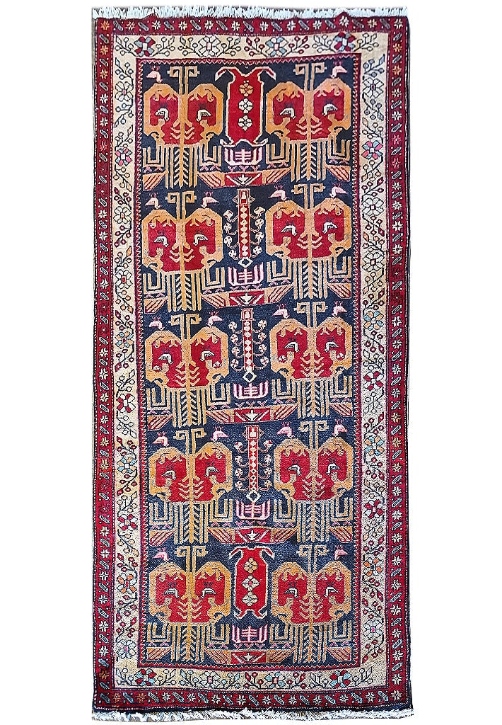 Authentic Persian Tribal Rug 4.3 x 9.7 Wide Runner Hand-Knotted Wool: Authentic Persian Tribal Rug 4.3 x 9.7 Wide Runner Hand-Knotted Wool Free continental US Shipping Enhance your home with this stunning 4' x 10' Persian Tribal Rug Wide Runner, a masterpiece of