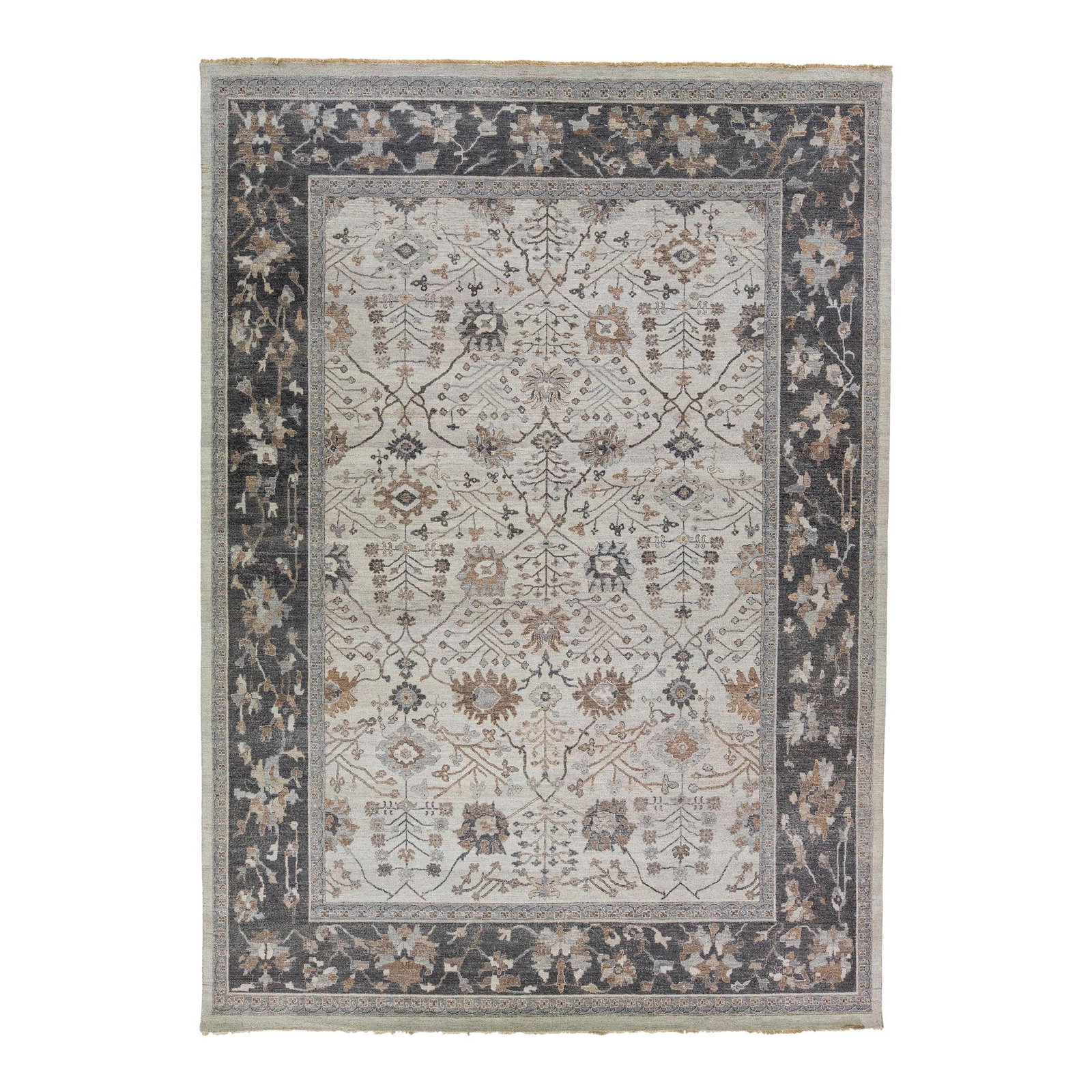 Handmade Persian Tabriz Style Wool Rug Beige Gray 9'11 x 13'11: Handmade Persian Tabriz Style Wool Rug Beige Gray 9'11 x 13'11 Elevate your living space with this exquisite Persian Tabriz style handmade rug, featuring a stunning all-over floral design in a