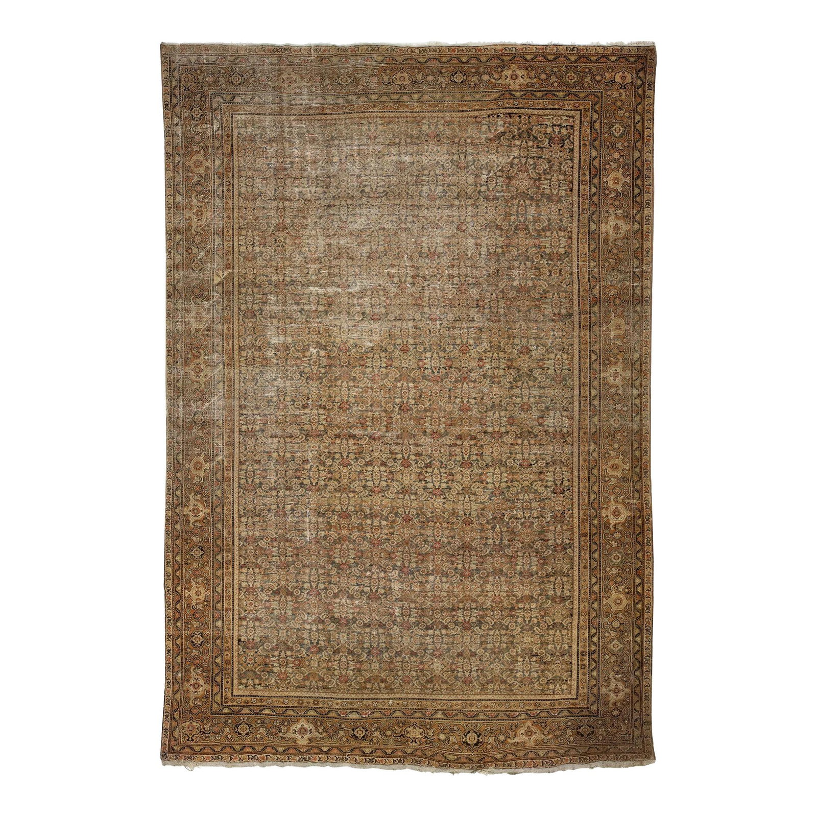 Antique Persian Tabriz Wool Rug 11'6 x 16'10 Allover Pattern: Antique Persian Tabriz Wool Rug 11'6 x 16'10 Allover Pattern This stunning antique Persian Tabriz rug showcases a beautiful blue-gray field enriched with vibrant orange, beige, and rust accents in an 