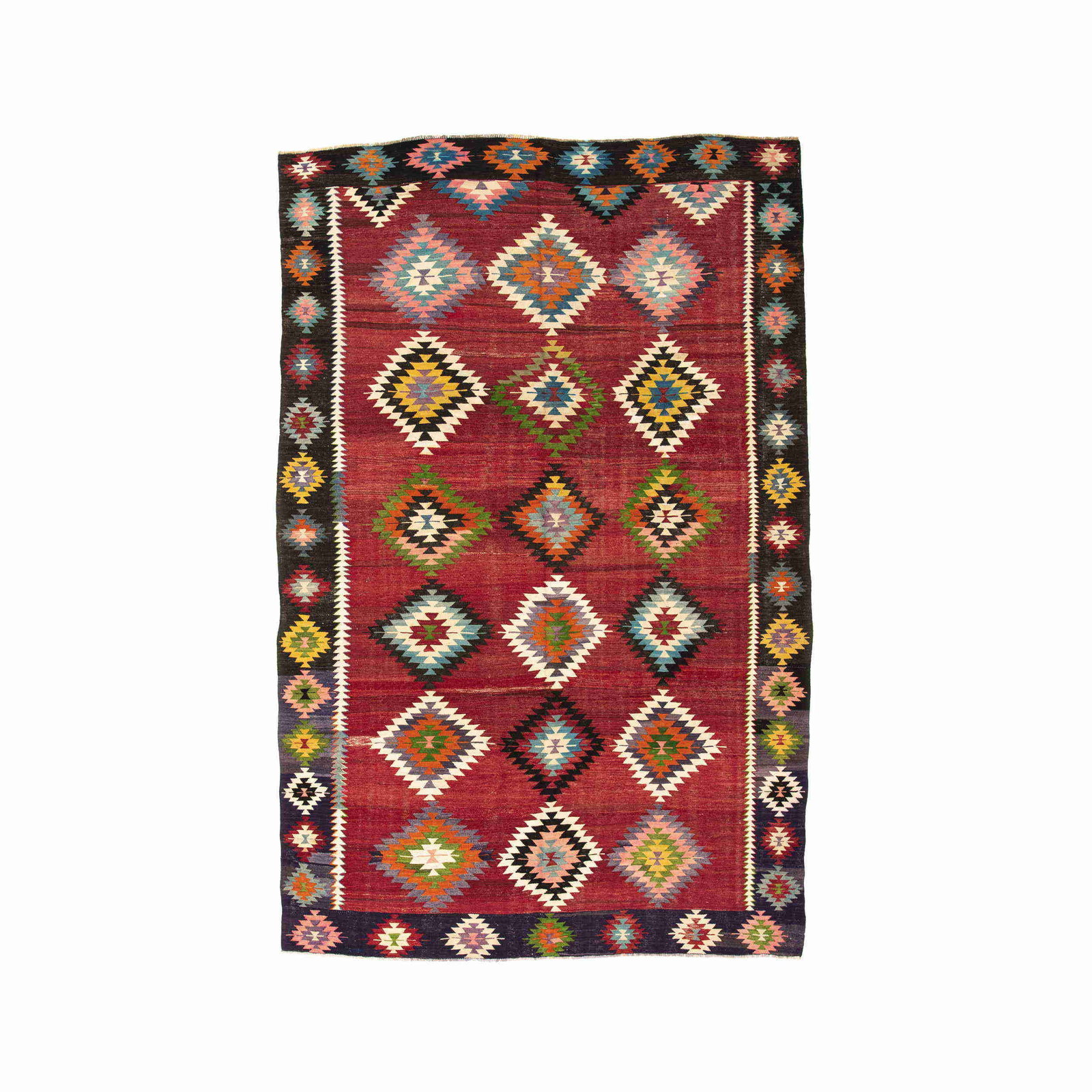 Authentic Handmade Anadol Wool Kilim Rug 80.7 x 126 Inches: Authentic Handmade Anadol Wool Kilim Rug 80.7 x 126 Inches Experience the beauty of traditional craftsmanship with this Authentic Handmade Anadol Wool on Wool Kilim. This stunning piece showcases a fl
