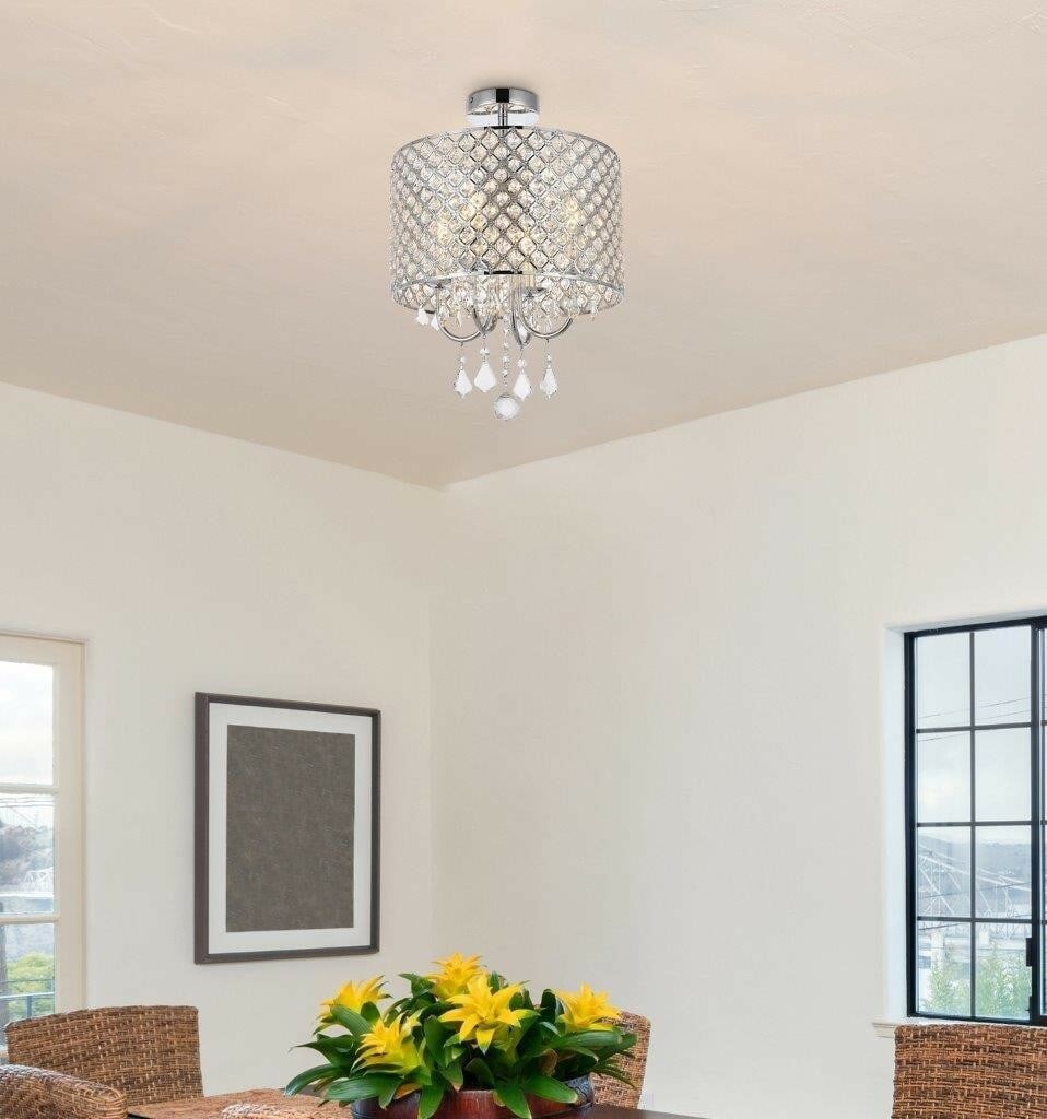 Living District Elise 4 Light Chrome Flush Mount Chandelier (1 of 9)