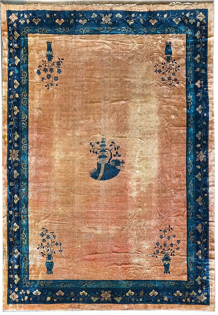 12' x 15' Antique Art Deco Chinese Handwoven Wool Area Rug: 12' x 15' Antique Art Deco Chinese Handwoven Wool Area Rug Free continental US Shipping Introducing a captivating 12' x 15.4' Antique Art Deco Chinese Rug, a stunning representation of the elegance an