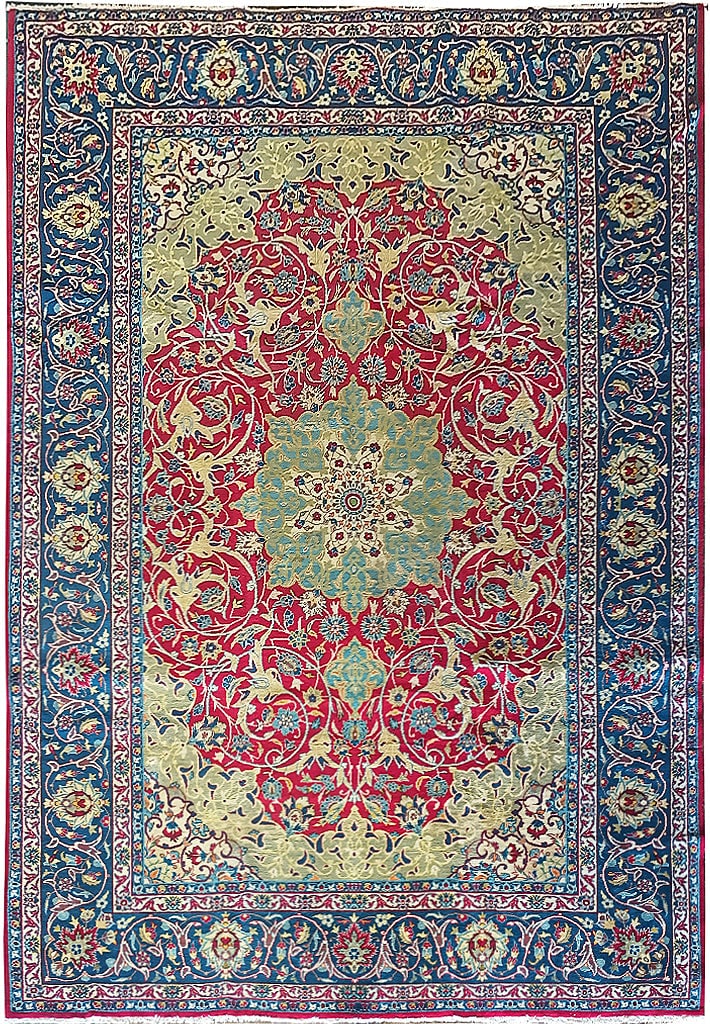 10 x 13 Authentic Persian Esfahan Najaf Wool Rug Hand-Knotted 120 x 156 in: 10 x 13 Authentic Persian Esfahan Najaf Wool Rug Hand-Knotted 120 x 156 in Free continental US Shipping This 10' x 13' authentic Persian Esfahan Najaf wool rug is handcrafted by skilled artisans in Es
