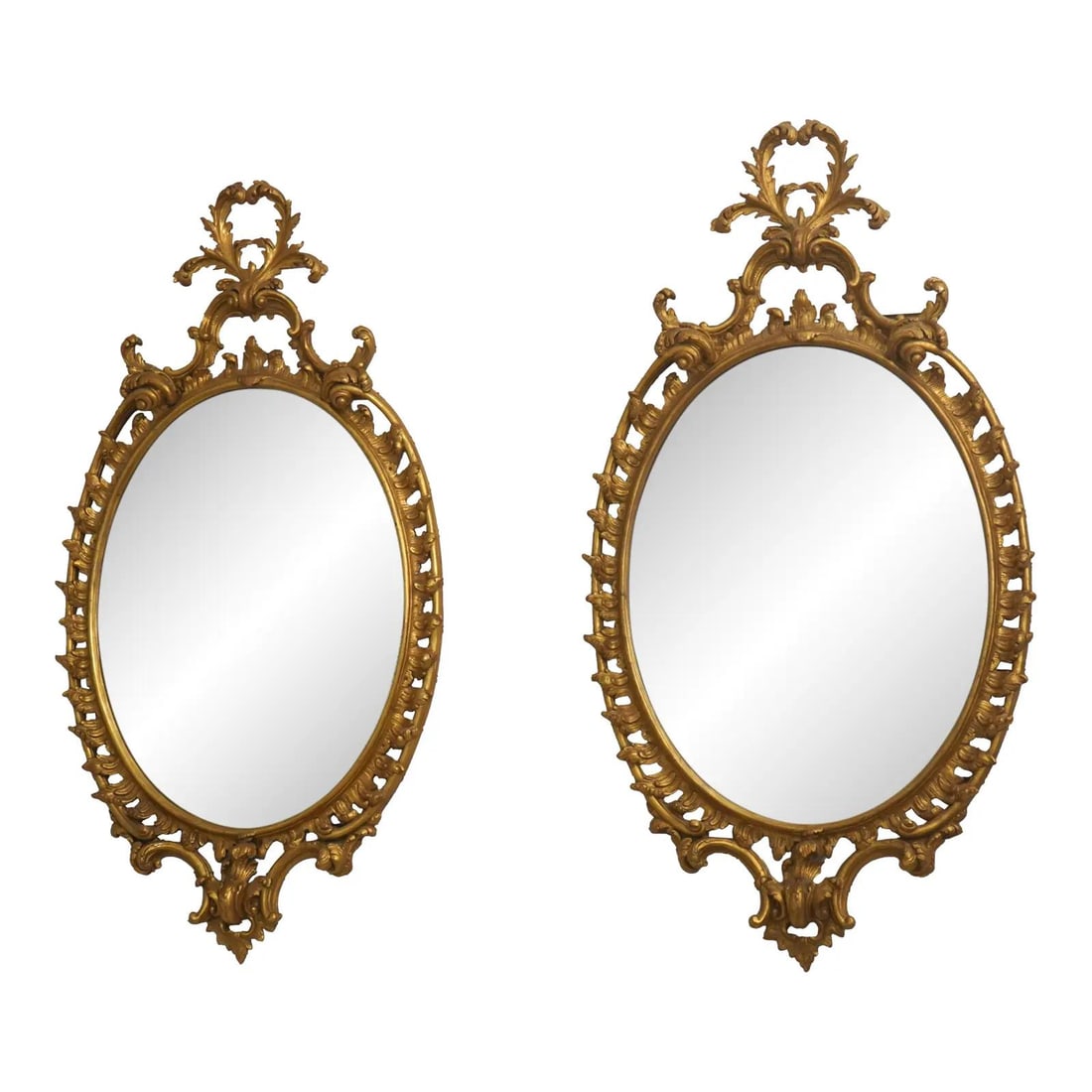 Pair Colonial Williamsburg Oval Mirrors Model 7472 Gold Finish (1 of 10)