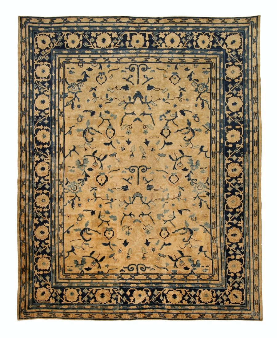 Antique Peking Chinese Art Deco Wool Rug 9'4 x 11'6: Antique Peking Chinese Art Deco Wool Rug 9'4 x 11'6 This rare antique Art Deco Peking rug from China dates to circa 1870 and features a hand-knotted construction using 100% wool. Showcasing a beautifu