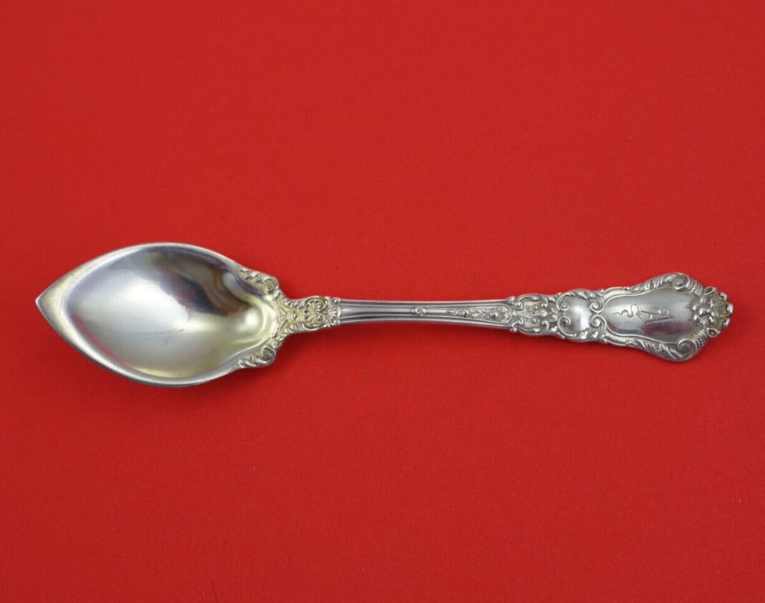 Gorham Baronial Old Sterling Silver Grapefruit Spoon 5 3/4 Inch: Gorham Baronial Old Sterling Silver Grapefruit Spoon 5 3/4 Inch Experience the elegance of the Baronial Old pattern by Gorham with this exquisite sterling silver grapefruit spoon. Crafted between 1850