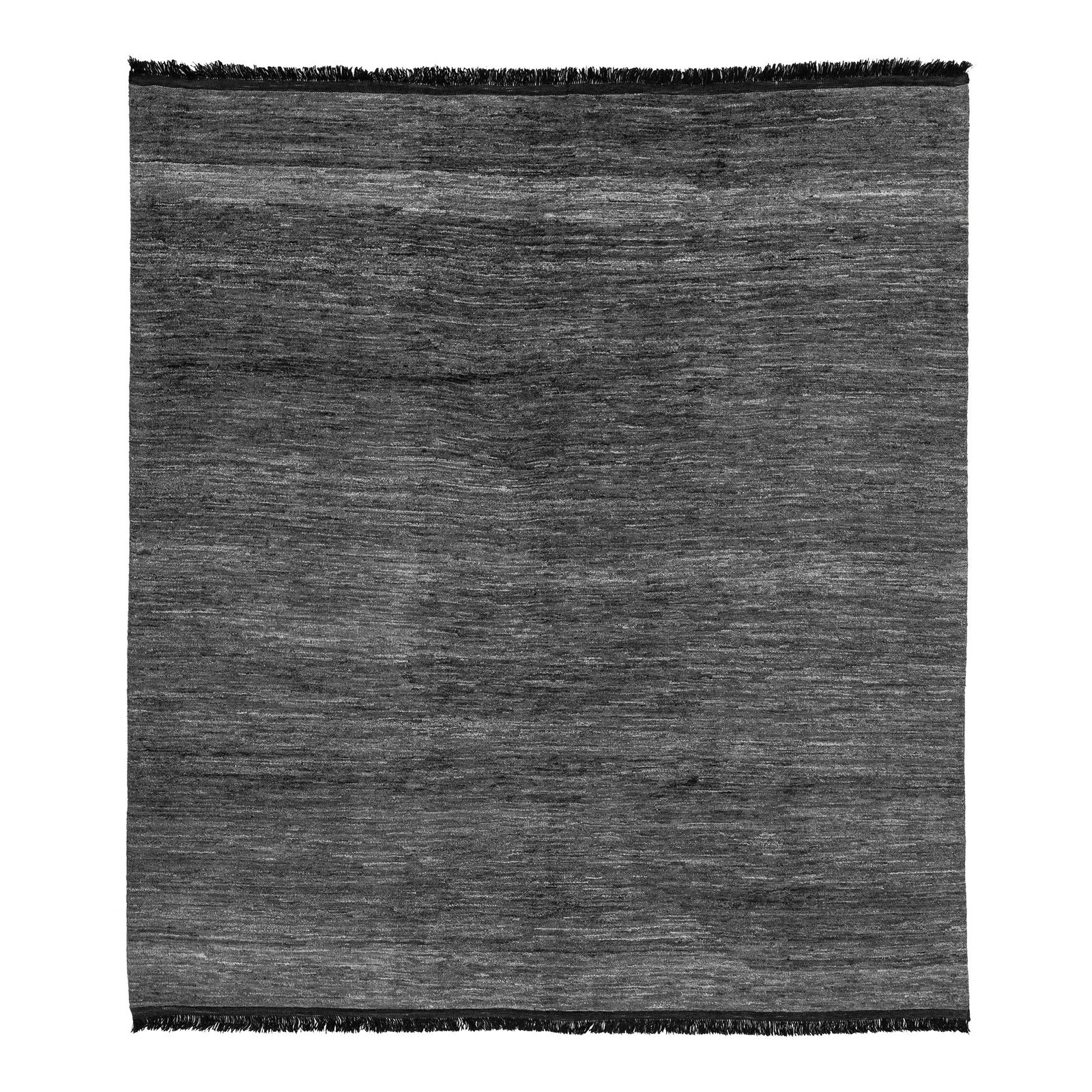 Handmade Gabbeh Style Wool Rug Gray Charcoal 8'3 x 9'2: Handmade Gabbeh Style Wool Rug Gray Charcoal 8'3 x 9'2 Transform your space with this exquisite handmade wool rug, showcasing a contemporary Gabbeh style. It features a solid gray-charcoal background 