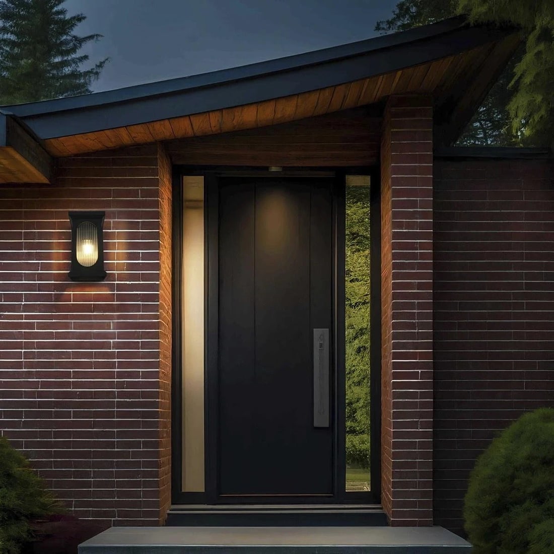 Sevyn Black Ribbed Glass Outdoor Wall Light 16.7 Inch (1 of 9)