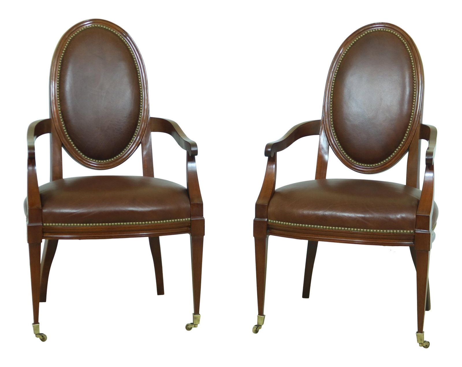 Pair of Councill Craftsmen Mahogany Leather Open Armchairs (1 of 10)