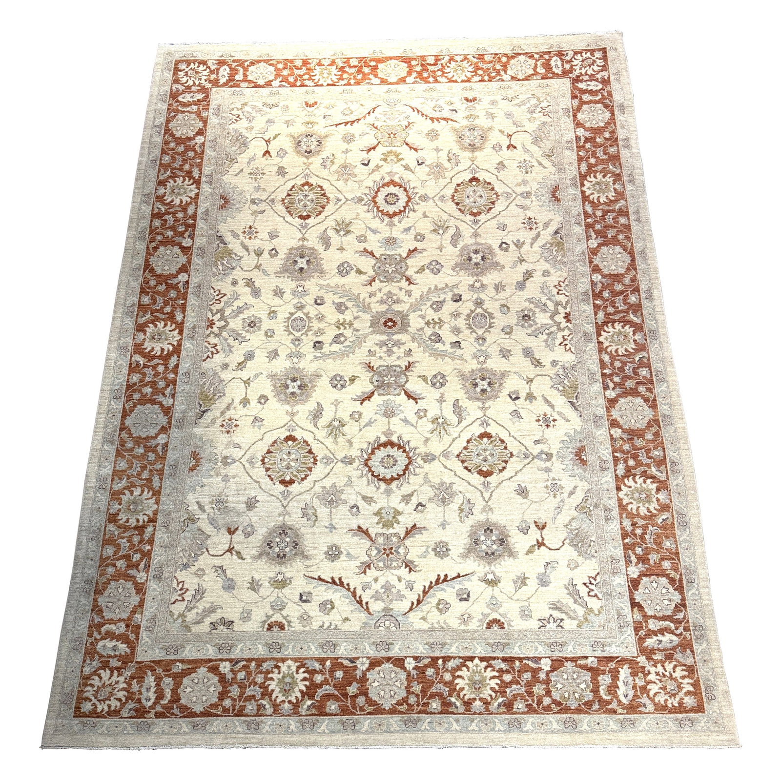 Late 20th Century Turkish Oushak Hand-Knotted Wool Rug 164 x 119 Inches: Late 20th Century Turkish Oushak Hand-Knotted Wool Rug 164 x 119 Inches This exquisite late 20th-century Turkish Oushak-style rug is a stunning addition to any home, showcasing the artistry of traditi