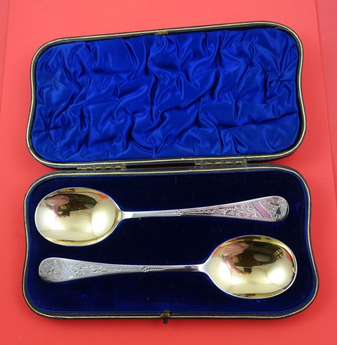 William Hutton Sterling Silver Berry Preserve Spoon Set 2 Pieces (1 of 5)