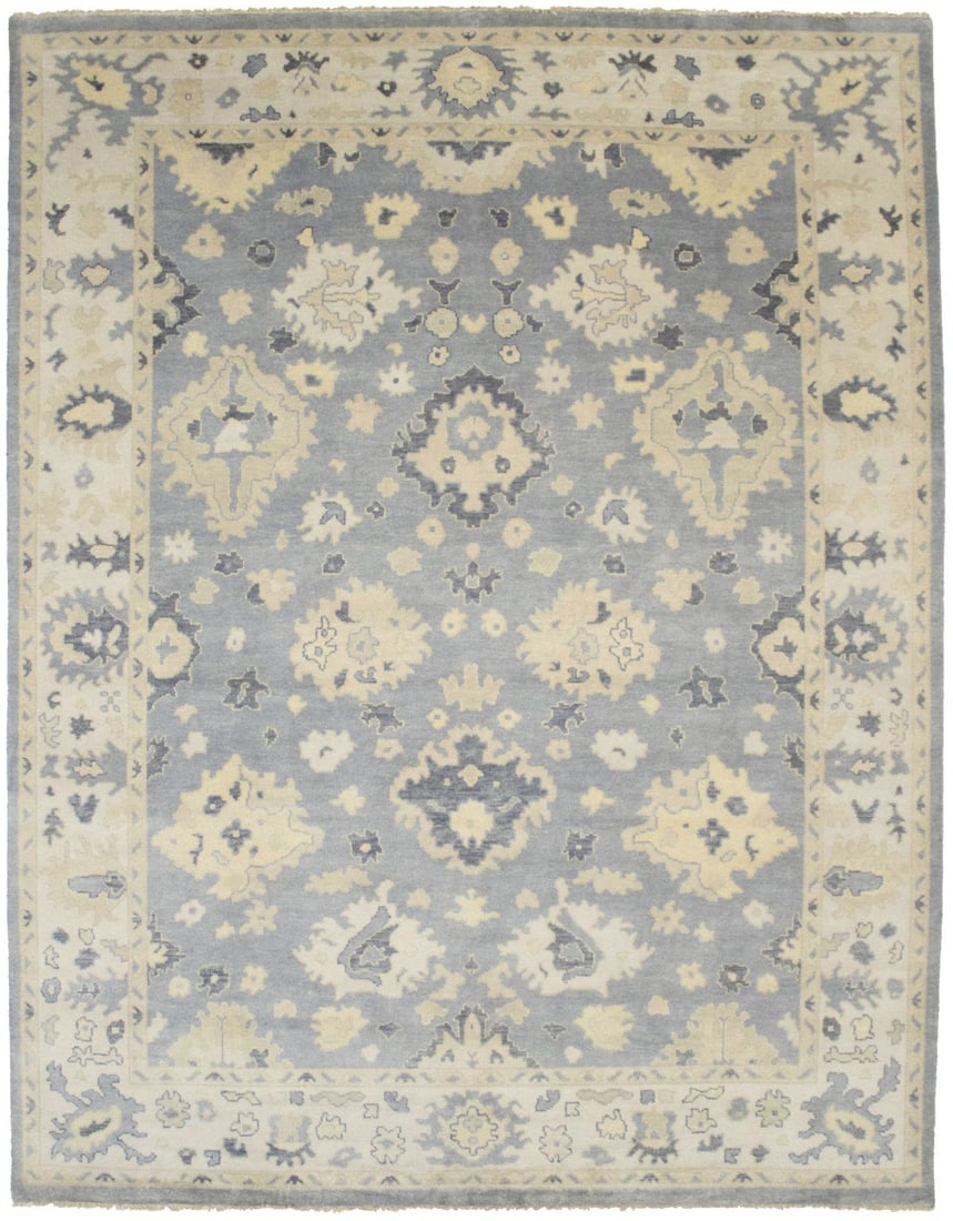 Hand-Knotted Wool Floral Modern Rug 9'2 x 11'9 Muted Gray for Dining Room: Hand-Knotted Wool Floral Modern Rug 9'2 x 11'9 Muted Gray for Dining Room This handmade Oriental area rug features a muted gray floral design, crafted using a hand-knotted technique with high-quality 