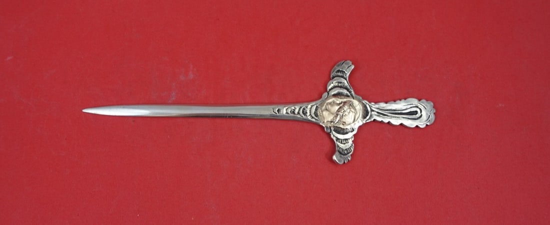 Shiebler Sterling Silver Paper Knife Medallion Etruscan 14k Gold 7 7/8 (1 of 2)