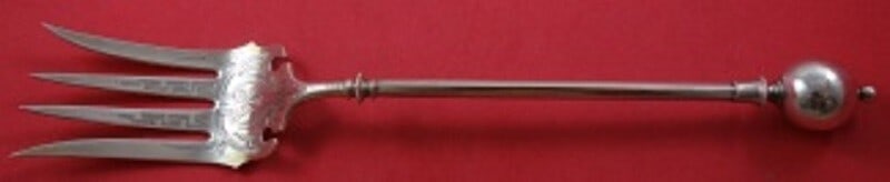 George Sharp Ball End Sterling Silver Salad Serving Fork 10.75": George Sharp Ball End Sterling Silver Salad Serving Fork 10.75" This exquisite salad serving fork features the elegant 'Ball End' pattern designed by George Sharp. Crafted from high-quality sterling s