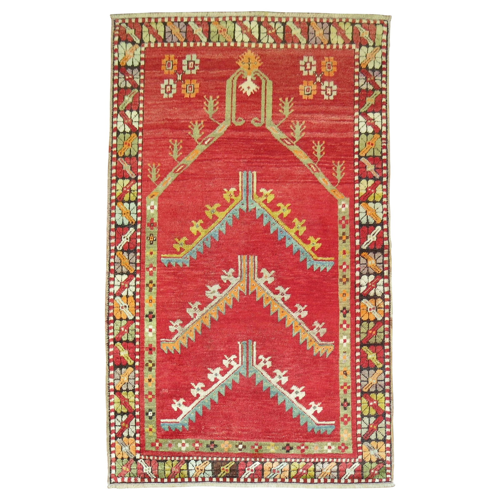 Antique Turkish Melas Prayer Niche Rug 36x55 Hand-Woven Wool Bohemian: Antique Turkish Melas Prayer Niche Rug 36x55 Hand-Woven Wool Bohemian Discover the beauty of this Antique Turkish Melas Prayer Niche Rug, a stunning piece from the early 20th century. This hand-woven 