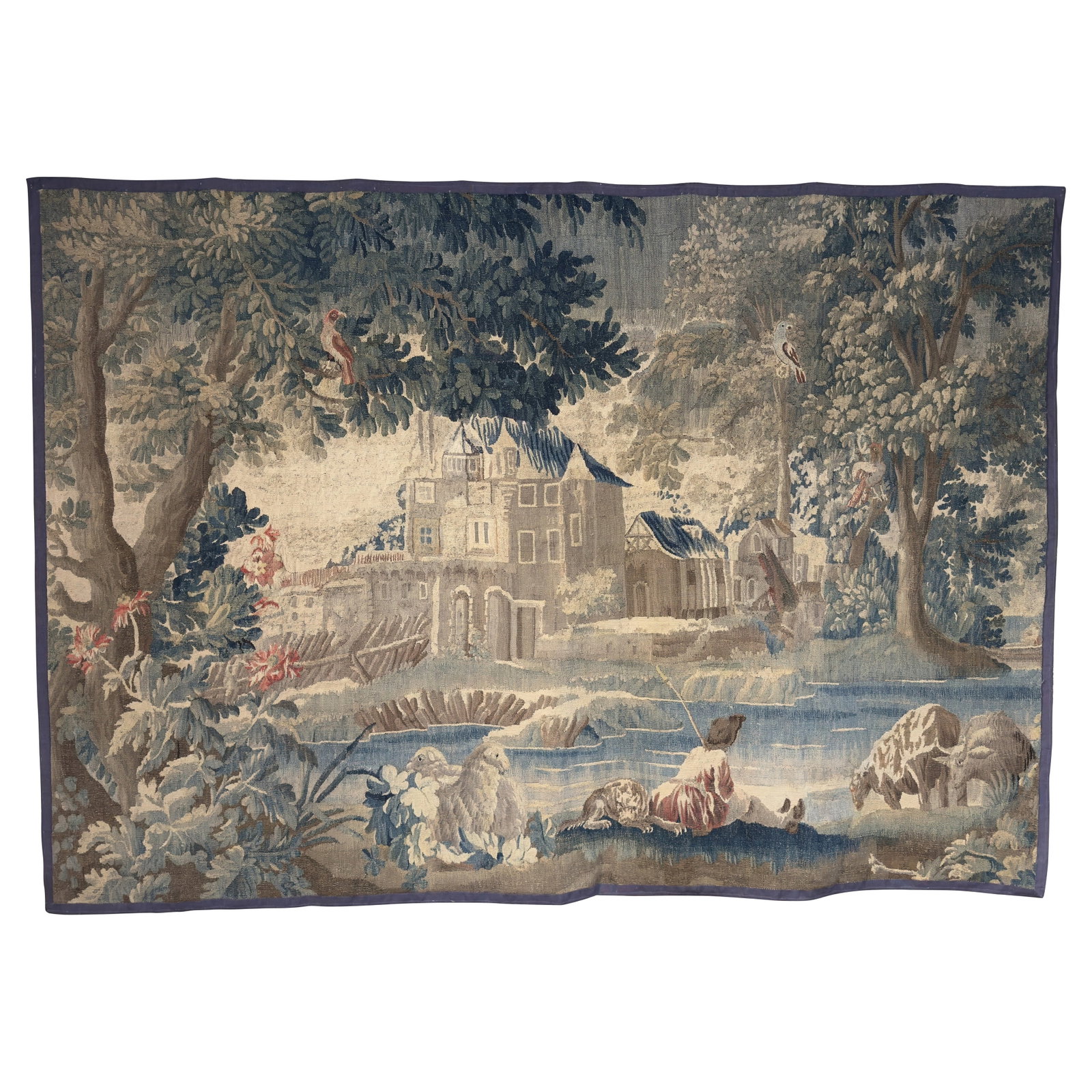 French Aubusson Verdure Tapestry with Chateau Landscape (1 of 12)