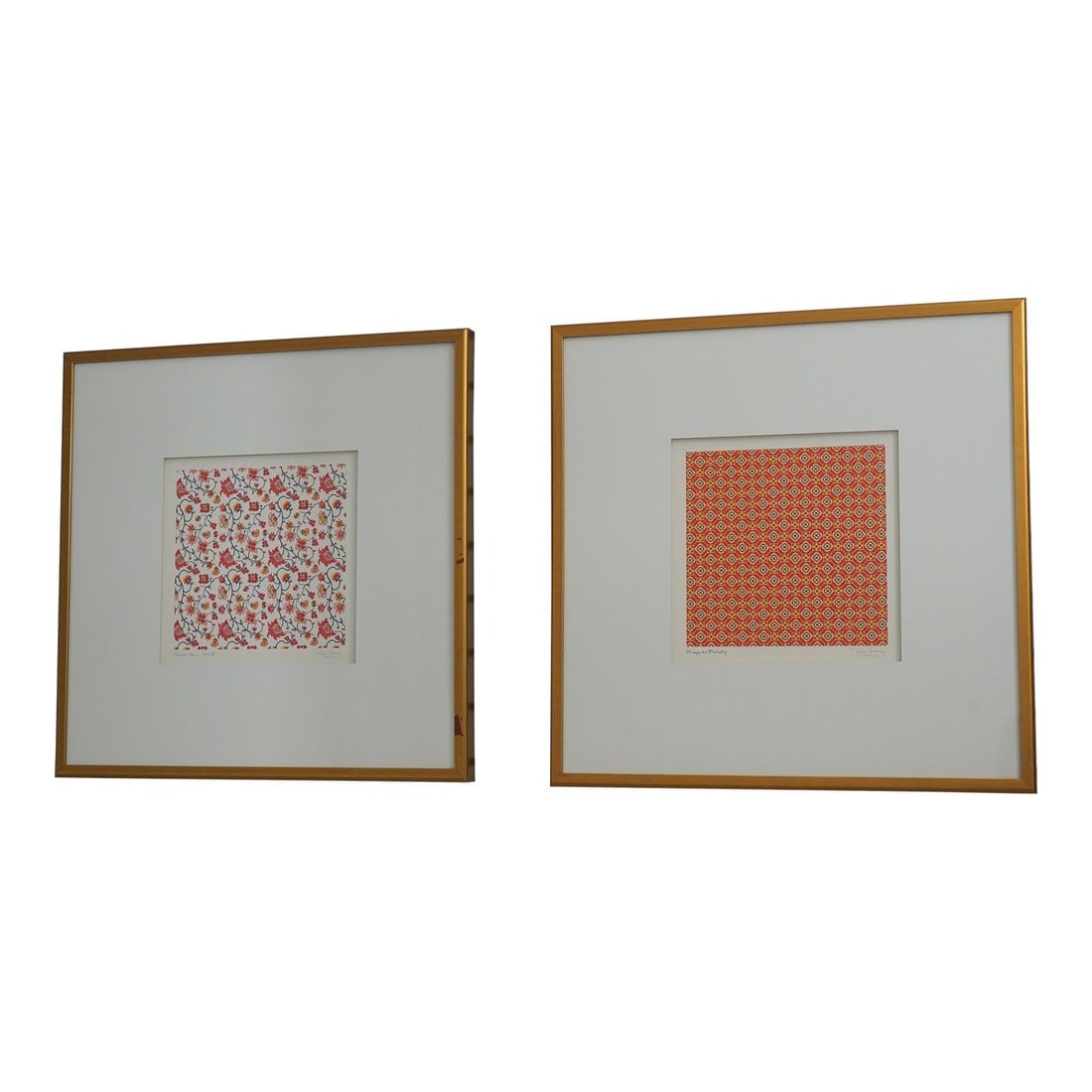 Framed Magenta Parchment Art Pair Signed by Parvaneh Holloway (1 of 10)