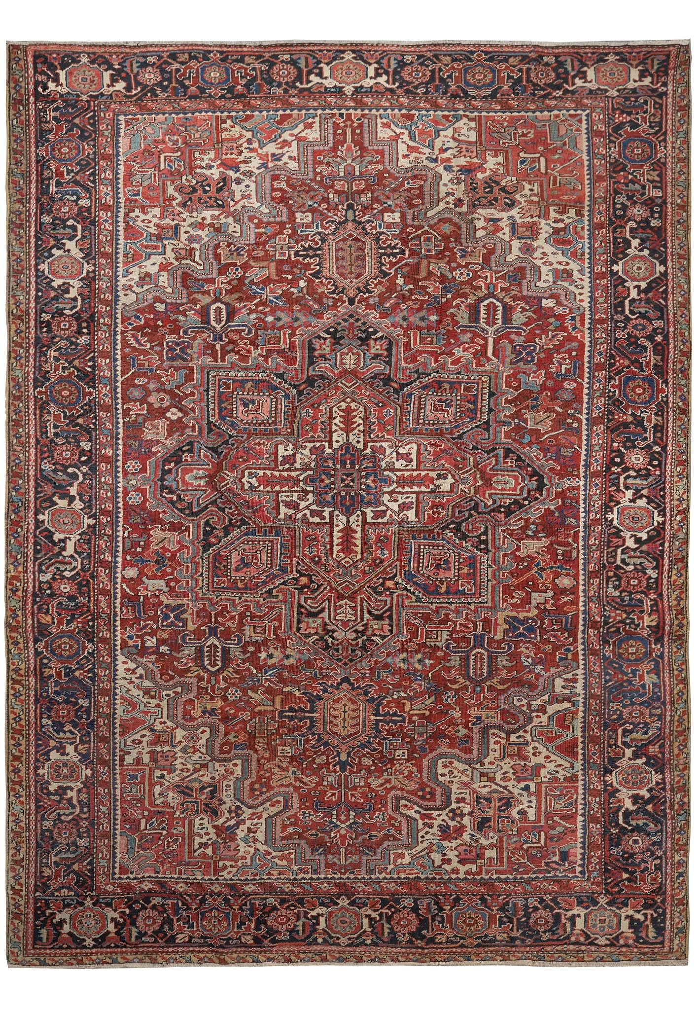 9.8 x 12.8 Semi Antique Persian Heriz Hand Knotted Wool Rug (1 of 14)