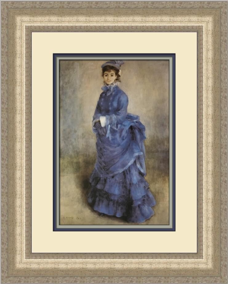 Pierre-Auguste Renoir Woman in Blue Custom Framed Print 21 x 17: Pierre-Auguste Renoir Woman in Blue Custom Framed Print 21 x 17 This stunning custom framed print features the iconic work "Woman in Blue" by renowned artist Pierre-Auguste Renoir. The artwork is pres