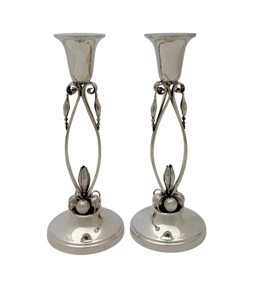 Alphonse La Paglia 925 Sterling Tulip Candlesticks Handmade Pair (1 of 3)