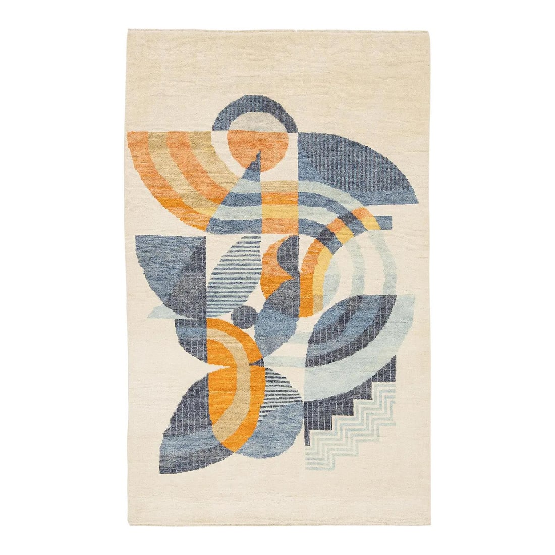 Art Deco Wool Area Rug 5x8 Cream Geometric Abstract: Art Deco Wool Area Rug 5x8 Cream Geometric Abstract This handcrafted wool area rug features a striking blend of mid-century modern and Art Deco design elements. Showcasing a sophisticated palette of s