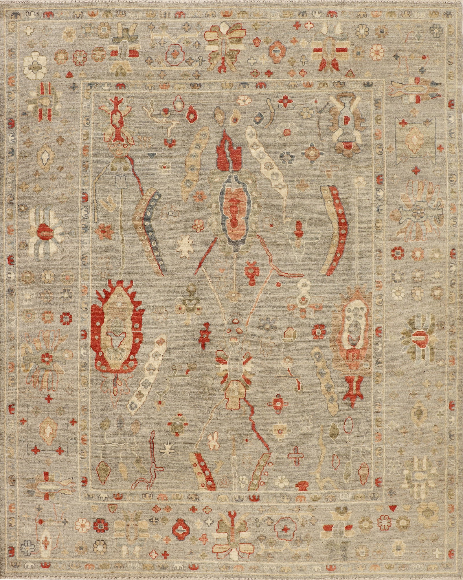 Handmade Oushak Rug 7.11 x 9.11 ft Fine Gazni Wool Antique Style: Handmade Oushak Rug 7.11 x 9.11 ft Fine Gazni Wool Antique Style Free continental US Shipping Enhance your living space with this exquisite handmade Oushak rug, measuring 7.11 x 9.11 ft. Crafted in Pa
