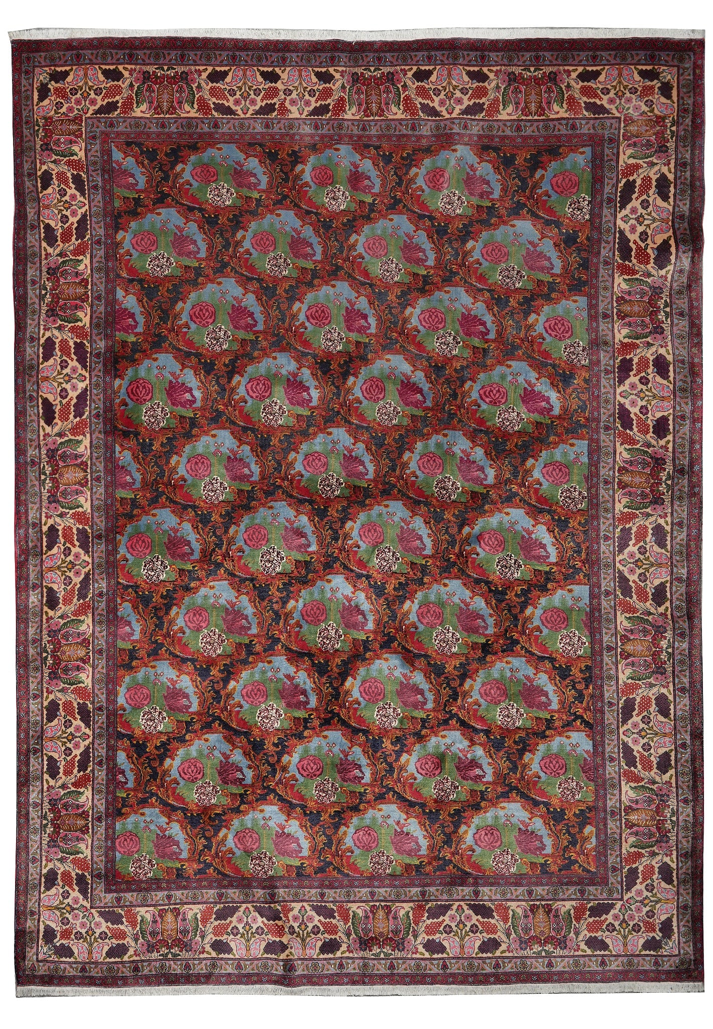Authentic Persian Bijar Floral Fine Weave Wool Bakhtiar Pattern Rug 8 x 11: Authentic Persian Bijar Floral Fine Weave Wool Bakhtiar Pattern Rug 8 x 11 Free continental US Shipping This is an authentic Persian Bijar rug featuring a fine weave and Denase quality craftsmanship. 